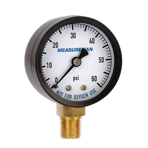 Two Pack 2 Inch Dry And Utility Pressure Gauges 0 To 60 Psi With One Quarter Inch NPT Lower Mount For Pool Spa Aquarium Water Systems