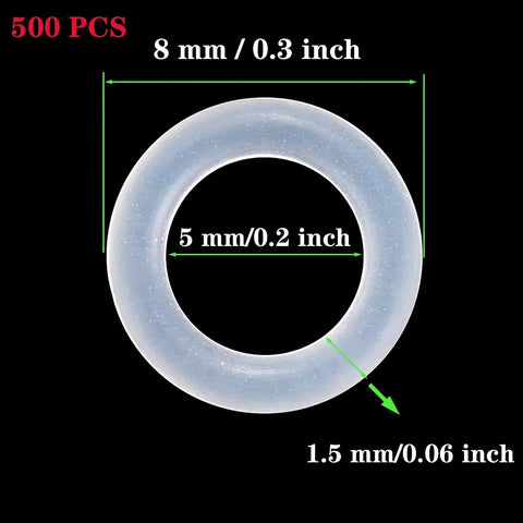 Silicone O Ring Dampers For Cherry MX Switches And Mechanical Keyboards Pack Of 500 Clear 8mm OD 5mm ID 1.5mm Thick 40A Durometer