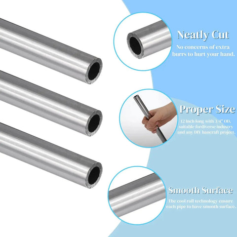 Six Pack Round Steel Tubes 12 Inch Long Three Quarters Inch Outer Diameter 0.51 Inch Inner Diameter 0.12 Inch Wall Weldable Seamless Tubing