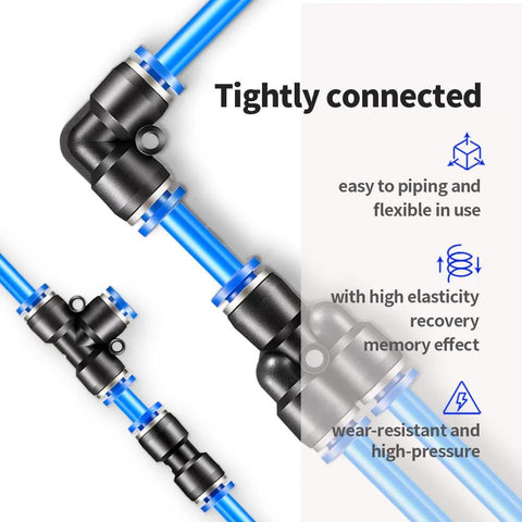 CGELE blue PU pneumatic air hose tubing kit, 6mm OD 4mm ID, 12m (39.4ft) length, for air or fluid transfer