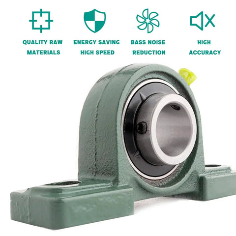 Front view of Self Aligning Pillow Block Bearing Kit Four Pack UCP204-12 With Three Quarter Inch Bore Mounted Chrome Steel Bearings