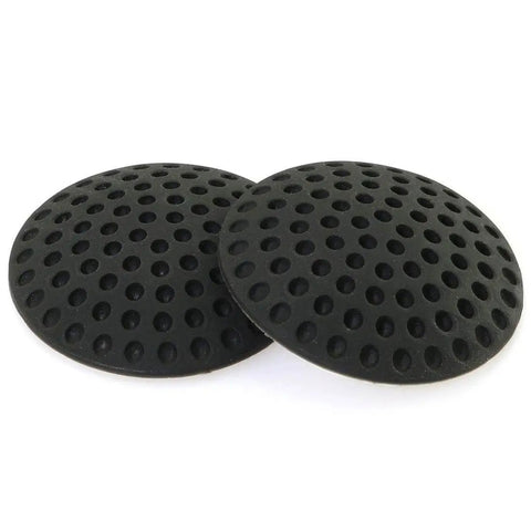 Two Piece Black Wall Protectors For Doors Self Adhesive Rubber Bumpers And Silencers Door Stopper Crash Pad For Home And Office Fits Smooth Walls And Surfaces 2 Inch Diameter Durable And Easy To Install shown front view