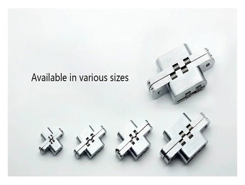 Cross Hidden Door Hinges 180 Degree Zinc Alloy Invisible Folding Hinge For Cabinets And Wooden Boxes in multiple sizes