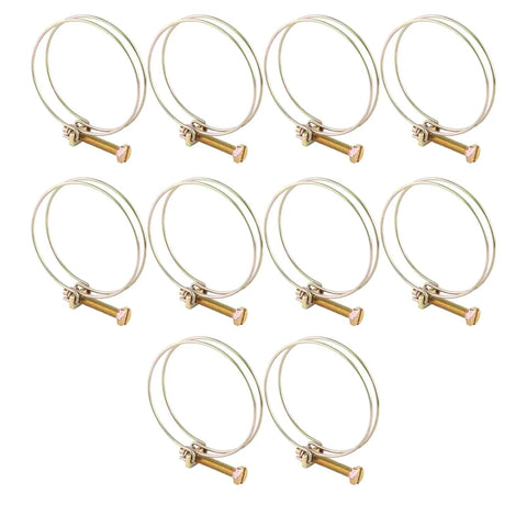 Ten Pieces Double Wire Hose Clamps Adjustable Double Wire Water Hose Barb Clamp Pipe Clip Hoop Plumbing Fastener 28 To 32 Millimeter Range Stainless Steel With Zinc Plated Finish Corrosion Resistant