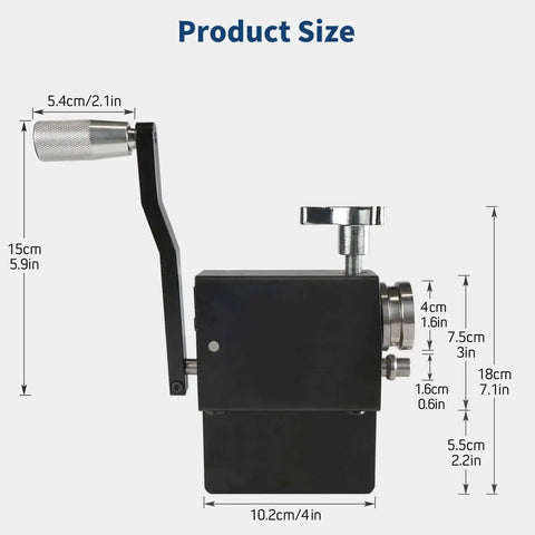 Side view of Bead Roller Tool For Tube Beading On Intake And Intercooler Piping Above 5/8 Inch ID with size dimensions