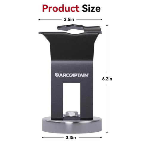Front view of MIG Welding Torch Holder With Magnetic Base For Secure Hands Free Torch Positioning On MIG Gun, showing dimensions.