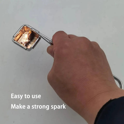Hand holding a Single Flint Torch Lighter Kit For Welding And Cutting Pack Of 2 With 20 Spare Flint Replacements Easy Ignite Spark