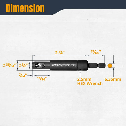 Dimensions of Pro Grade Shelf Pin Jig Kit With 1/4 Inch Self Centering Drill Bit for fast, precise 3/8 inch shelf holes.