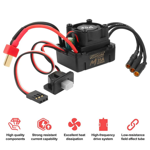 2430 7200KV Brushless Motor And 35A ESC Combo Waterproof Sensorless Power Pack For 1/16 And 1/14 RC Cars And Trucks