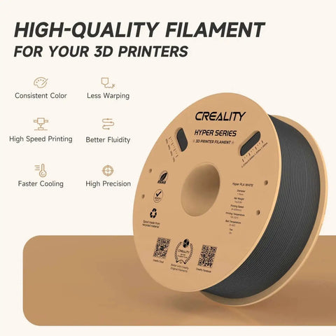 Hyper PLA Filament 1.75mm 1 Kg Spool Black For Crazy Fast 3D Printing Up To 600mm Per Second With High Fluid Melt And Rapid Cooling