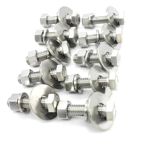 Heavy Duty Stainless Steel Hex Head Screws Bolts Set 1/4-20 X 1-1/2 Fully Threaded With Nuts Flat And Lock Washers 18-8 304 Stainless Includes 10 Sets
