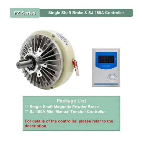 Heavy Duty Hollow Shaft Magnetic Powder Brake DC 24V 1400 RPM 6 to 400 Nm Torque Controller Kit With SJ180A 25 Nm