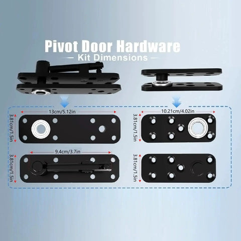 Dimensions of 360 Degree Quiet Pin Hinge Set High Load Capacity Concealed Door Hardware For Murphy Bed Doors And Rotating Bookcase Doors
