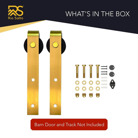 Brushed Brass Gold Barn Door Rollers Kit For Interior Closet And Pantry Doors A Heavy Duty Sliding Hardware Set For 1 3 8 Inch And 1 3 4 Inch Panels Built To Last Up To 170 Lbs Track Not Included Set Of 2