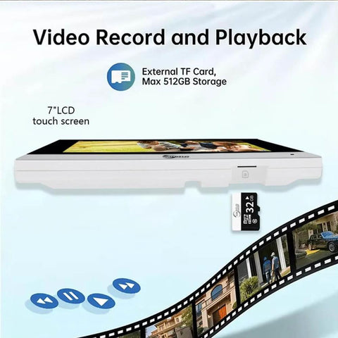 Side view of 7-inch LCD Two Wire Video Intercom System With Indoor Monitor And Wifi Doorbell Camera, shows TF card slot.