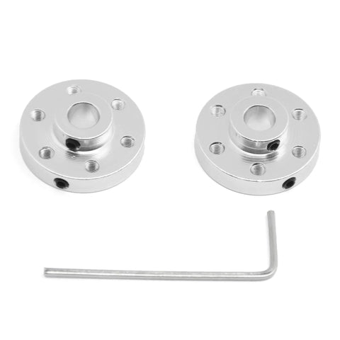 Two Befenybay rigid flange shaft couplings for 6mm shafts, M3 threaded, with hex key, silver aluminum