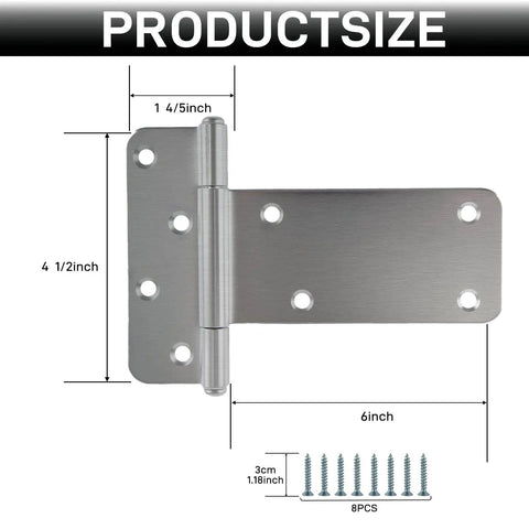 6 Inch Heavy Duty Door Hinges Set With 280 Lbs Capacity, detailed dimensions, 4 Pack Gate Hinges Including Screws