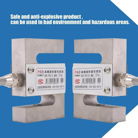 Heavy Duty S Type Beam Load Cell Sensor for Hopper Weighing 50/100/300/2000 Kg shown with metal construction and connectors