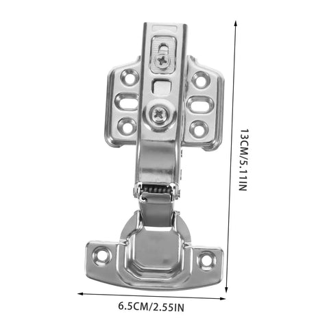 Stainless Steel Cabinet Hinges 12 Pack Heavy Duty Door Hinge Set For Kitchen Cabinets Rust Resistant Built To Last High Load Bearing Capacity Replacement Cushions Open For Smooth Quiet Operation And Easy Upgrades To Any Cabinets shown in full front view with measurements.