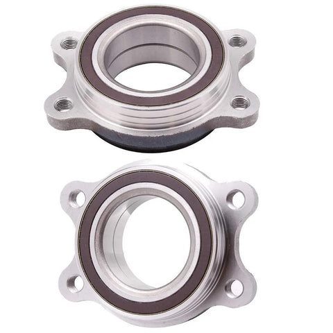Two Pack Front Wheel Hub And Bearing Assembly For Audi A4 Allroad A4 Quattro A5 Quattro A7 Quattro A8 Quattro RS5 RS7 S6 S7 2009 To 2016 Replacement Kit With Drop-In Fit And High Quality Wheel Bearing Module For Smooth Rolling, front view showing metal construction and mounting holes.