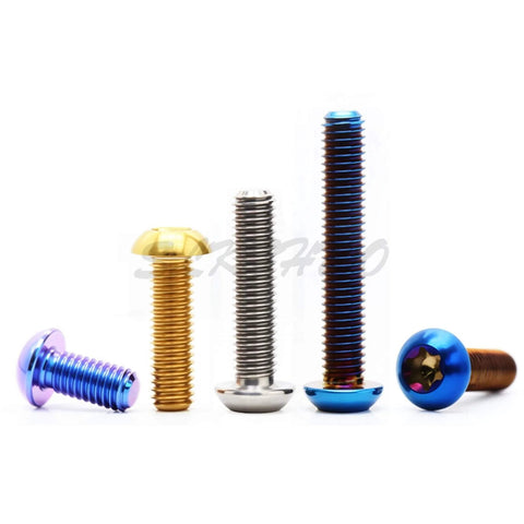 Titanium Alloy Socket Head Cap Screws Set In Ti 6Al 4V Aviation Grade With Blue Purple Anodized Finish M4 M5 M6 M8 displayed vertically
