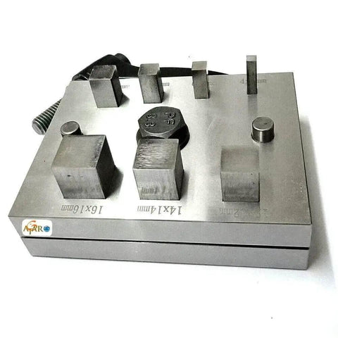 Square Shape Disc Cutter Set 7 Piece Punch Tool Kit For Jewelry Making, Metal Sheet Cutter with visible squares and markings.