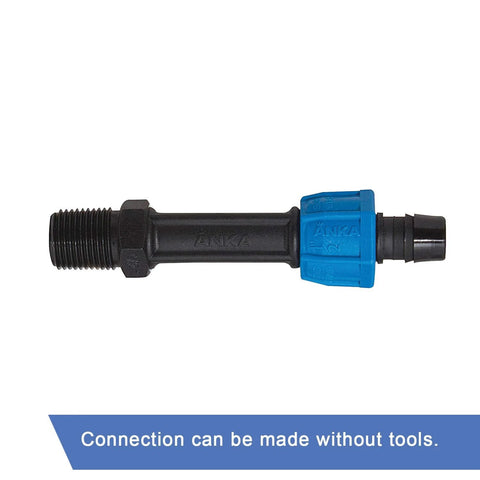 ANKA 3/4 in x 3/4 in poly-pipe male NPT adapter with blue tapered nut seal, black body, reinforced nylon