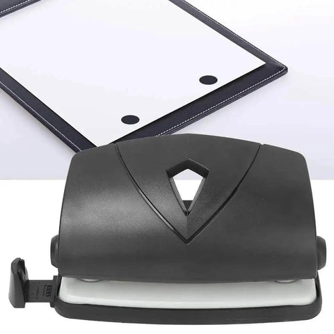 2 Hole Puncher With Positioning Ruler Mini Handheld Black Office Tool For School Non Slip Bottom 10 Sheet Capacity