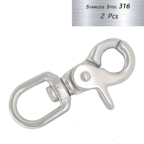 316 Stainless Steel Swivel Trigger Snap Hooks 2.65in Heavy Duty 130 Lb Clips, front view, showing clasp mechanism