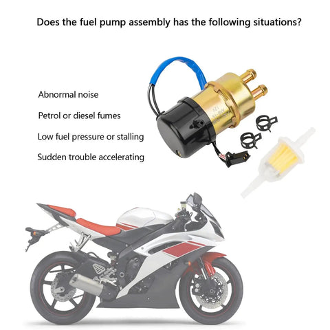 12V Electric Fuel Pump For Honda VT750C Shadow ACE 750 And CBR600F VT1100C3 1987 To 1994, with fuel filter and connectors