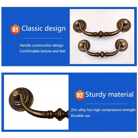 Antique Brass Cabinet Bar Pulls 4 Pack with 4.3 Inch Center to Center featuring vintage retro drawer handles design