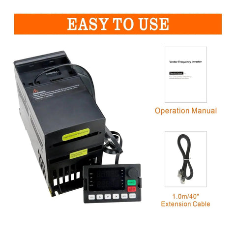 VFD Variable Frequency Drive 220V To 3 Phase Output No Brainer DIY Style Setup, 2.2kW 3HP with manual and cable
