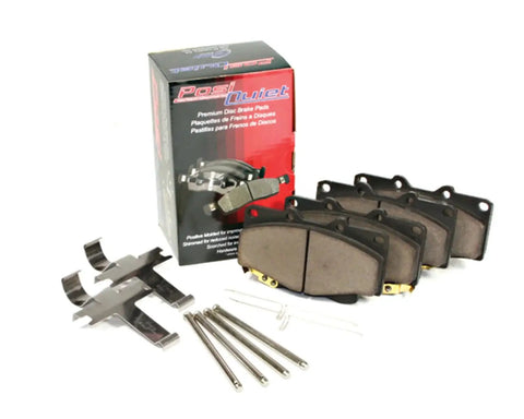 Front ceramic brake pad set for Honda; four Posi-Quiet pads with mounting hardware.