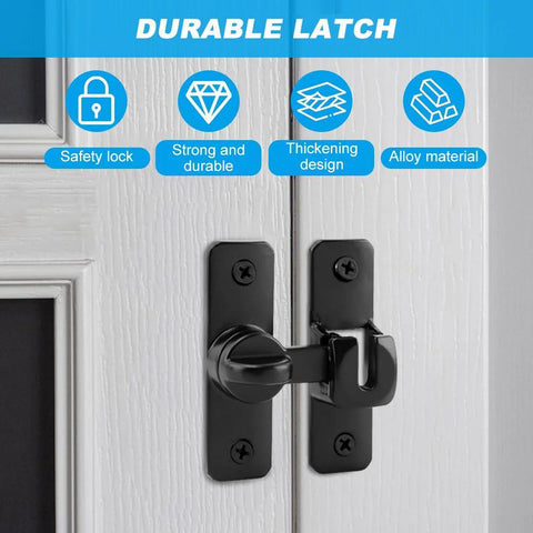 Two Pack Barn Door Lock Latches 90 Degree And 180 Degree Flip Design For Privacy And Security Sliding Door Latch, black finish