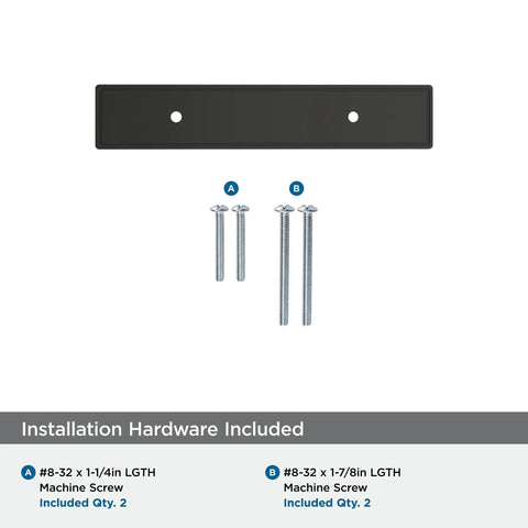3 Inch Center To Center Rectangle Matte Black Cabinet Pull Backplate BP37601MB with screws, durable zinc construction, contemporary style