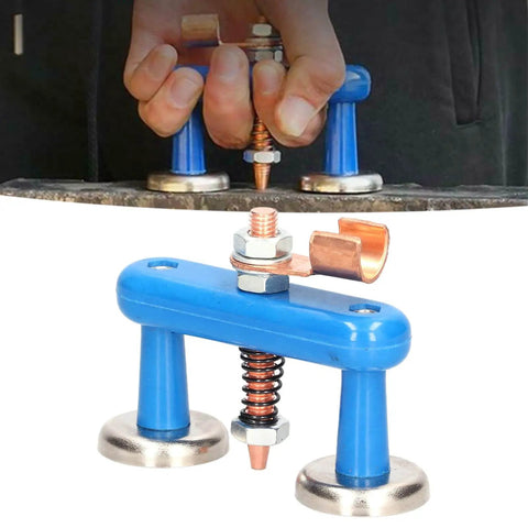 Pro Grade Magnetic Welding Support Clamp With Progressive Spring For Easy Attachment To Smooth Metal Surfaces Aluminum Alloy Copper Magnet Fixture Adjustable Ground Clamp Tool In Blue