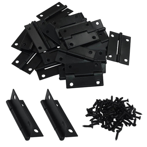24 Pack Folding Butt Hinges Black 1.5 Inch Cabinet Gate Closet Door Hinges with 96 Mounting Screws for Home Projects