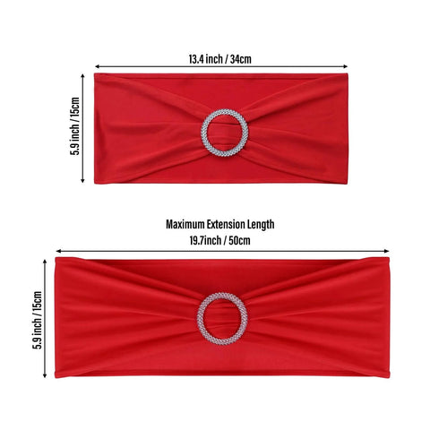 Red Spandex Chair Sashes 30 Pack Premium Stretch Bows With Buckle Slider Universal Elastic Chair Bands dimensions diagram