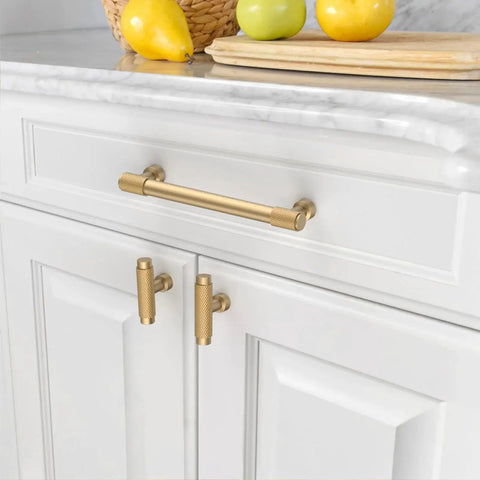 10 Pack 5 Inch Champagne Bronze Knurled Cabinet Pulls For Cupboards And Drawers 128mm Kitchen Cabinet Hardware Durable Zinc Alloy Handles Easy Installation on white kitchen cabinet.