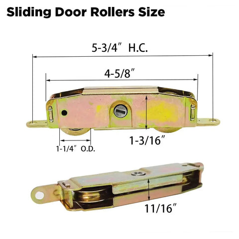 Heavy Duty Sliding Patio Door Rollers Replacement Kit With 1-1/4 Inch Side Adjustable Glass Door Wheels And Steel Ball Bearing Rollers