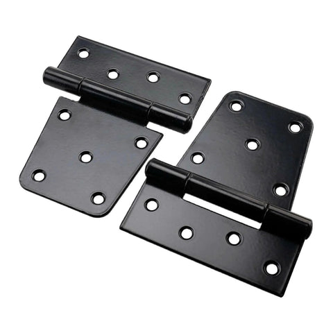 Two black 3.5 Inch Shed Hinges Square Barn Door Hinges Heavy Duty Gate Hinges with six screw holes