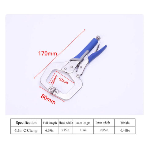 Four Piece C Clamp Locking Pliers Set Includes 6.5 Inch, 9 Inch, 11 Inch And 18 Inch Heavy Duty Welding C Clamps For Woodworking