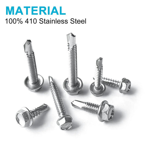 410 Stainless Steel TEK Self Tapping Screws Assortment For Metal Self Drilling Hex Head 430 Piece Pack