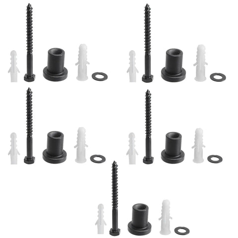 Spacer Replacement Barn Door Hardware Kit With 1-3/8 Inch Spacers And Screws And Lag Bolts For Flat Track, black set of five