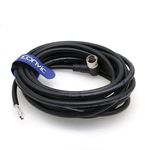 M12 4 Pin Female Right Angle Aviation Sensor Connector Cable A Code Shielded Gold Plated Contacts 8M coiled view