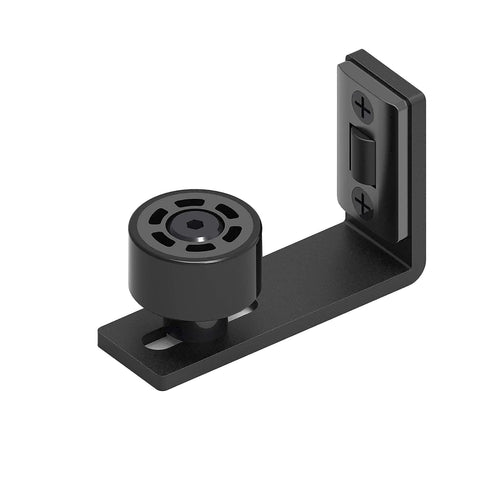 Sliding Barn Door Floor Guide With Adjustable Wall Mount And Bottom Double Nylon Rollers, Black Heavy Duty Steel Frame
