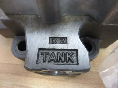Hydraulic K3 1500 PSI Pressure Regulator Valve close-up showing tank relief label on industrial fluid-power control valve.