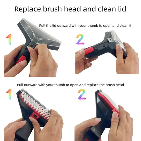 FH14050 replacement brush tool set for Hoover CleanSlate machine; front view shows two brush heads and lid parts.