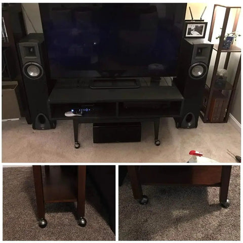 Living room setup with furniture on Four Pack 2 Inch Stem Casters With Antique Ball Wheel And Insert Sockets For Sofas, Chairs, And Cabinets