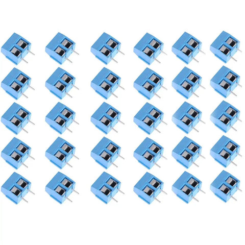 30 Pack 2 Pin 5.08mm Pitch PCB Mount Screw Terminal Block Connectors Socket Strips KF301-2P Straight Pins For Electronics